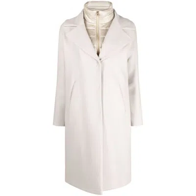 Herno Padded-bib Single-breasted Coat In Beige