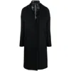 Herno Double-breasted Wool Coat Technical Bib In Black