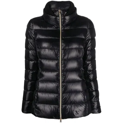 Herno Quilted Puffer Jacket With High Collar In Black