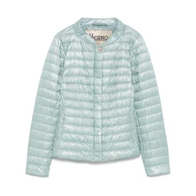 Herno Long-sleeved Down Jacket In Blue