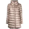 Herno Light Brown Amelia Midi Down Jacket In Metallic