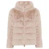 Herno Faux Fur Down Jacket With High Collar In Neutrals