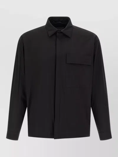 Herno Overshirt Featuring Collar Buttons And Pocket In Black