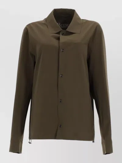 Herno Overshirt Jacket Long Sleeves Chest Pocket In Brown