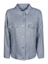 Herno Overshirt Denim Herringbone Pattern In Light Blue
