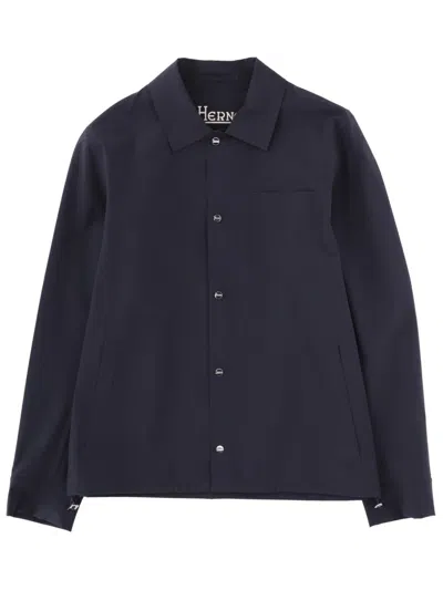 Herno Overshirt With Pocket In Blue