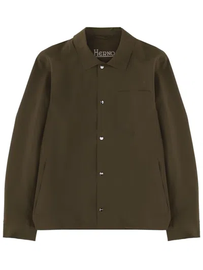 Herno Overshirt With Pocket In Green