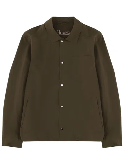 Herno Overshirt With Pocket Polyamide Jacket In Green
