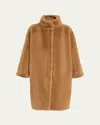 Herno Oversized Alternative Fur Coat In Brown