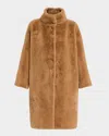 Herno Oversized Alternative Fur Coat In Brown