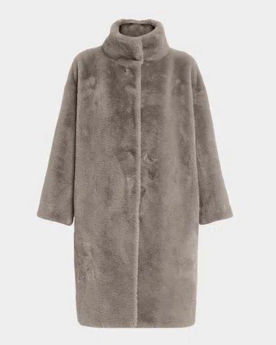 Herno Oversized Alternative Fur Coat In Gold