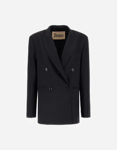 Herno Oversized Blazer In Fluid Wool In Black