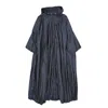 Herno Flared Tiered Polyester Coat In Blue