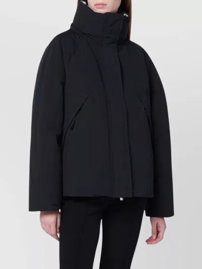 HERNO OVERSIZED METALLIC CRINKLE JACKET WITH HIGH COLLAR