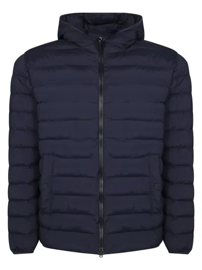 Herno Packable Black Bomber Jacket With Quilted Design In Blue