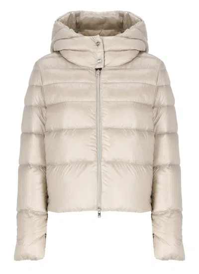 Herno Padded And Quilted Down Jacket In Neutral