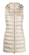 Herno Serena Hooded Down Puffer Vest In Beige