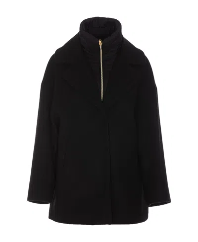 Herno Padded-bib Single-breasted Coat In Black