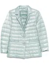 Herno Quilted Single-breasted Blazer With Shiny Finish In 蓝色