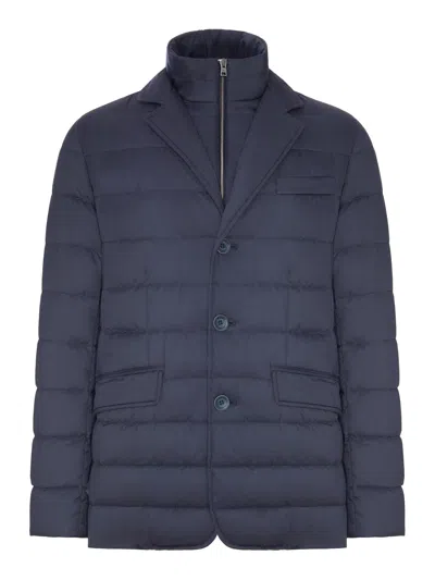 Herno Padded Blazer-style Down Jacket With An Inner Bib In Blue
