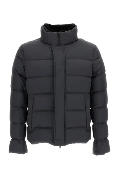 Herno Padded Bomber Jacket With Faux Fur Lining In Black