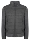 Herno Padded Bomber Jacket With Knitted Sleeves In Multi