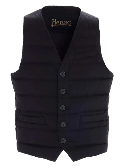 Herno Padded Button-up Gilet Vest In Blu