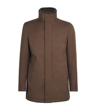 Herno Padded Car Coat In Brown