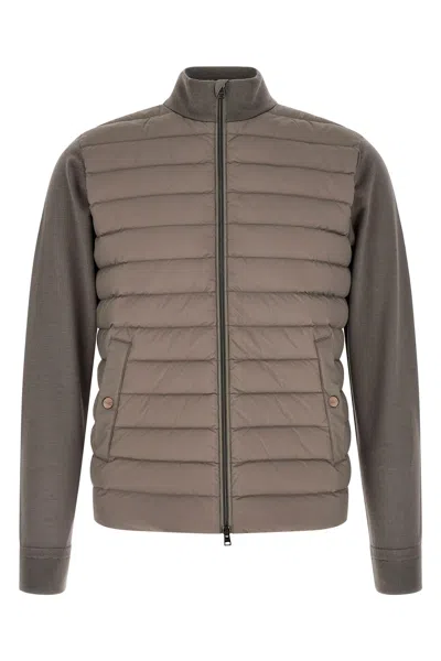 Herno Padded Cardigan In Brown