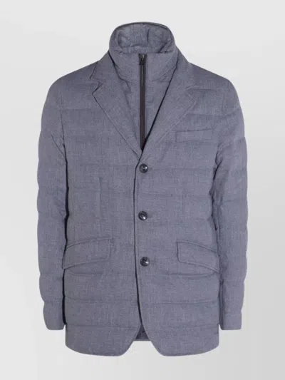 Herno Padded Chest Pocket Front Flap Notched Lapel In Gray