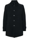 Herno Medium-length Structured Coat With Button-up Front In Black