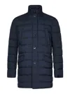 Herno Black Mid-length Quilted Down Jacket In Blue
