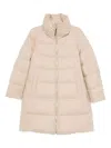 Herno Long Quilted Jacket High Collar In Neutral