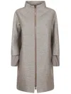 Herno Lurex Effect Padded Coat With Waterproof Sleeves In Tortora