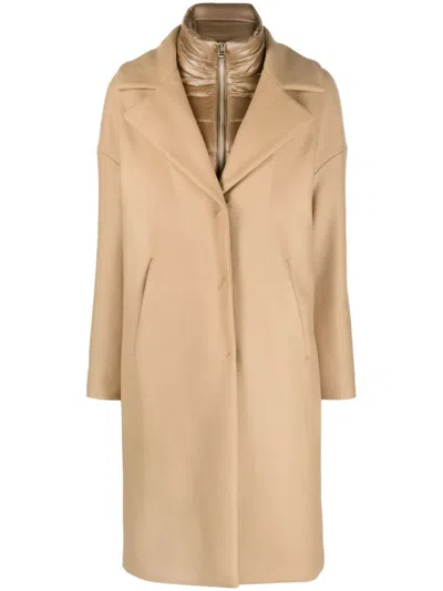 Herno Padded-collar Single-breasted Coat In Neutrals