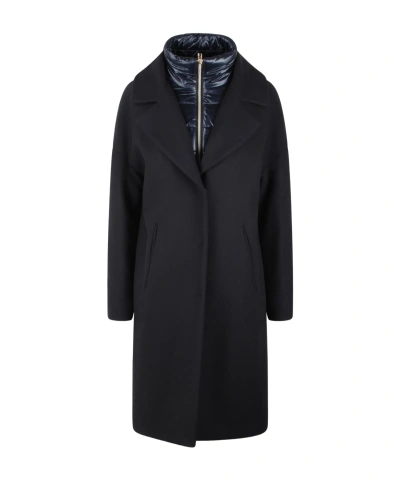 HERNO HERNO PADDED-COLLAR SINGLE-BREASTED LONG SLEEVED COAT
