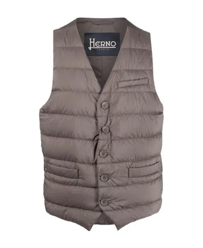 Herno Padded Down Gilet In Gray