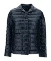 Herno Quilted Blue Down Jacket With Button Fastening In Blue