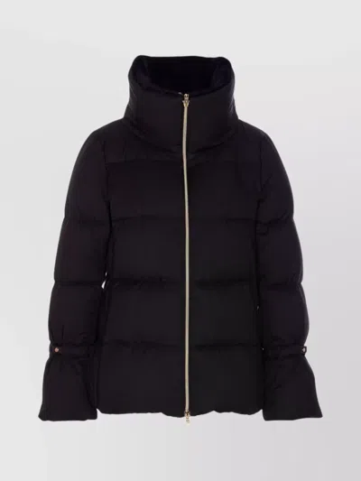 Herno Padded Down Jacket Shearling Collar In Black