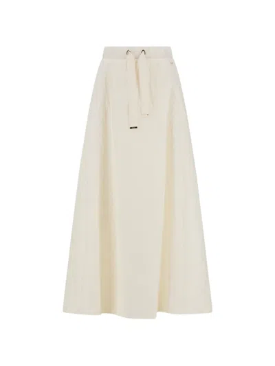 Herno Padded Drawstring Maxi Skirt In White