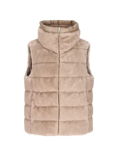 Herno Padded Faux-fur Gilet In Pink