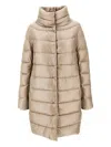 Herno Dora Funnel-neck Quilted Coat In Neutral