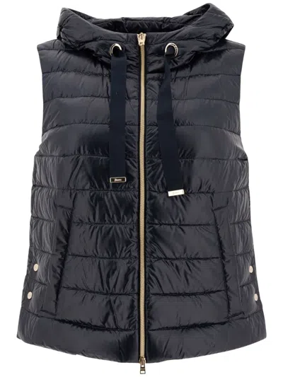 Herno Hooded Gilet In Blue