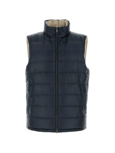 Herno Padded Sleeveless Down Jacket With High Neck In Blue