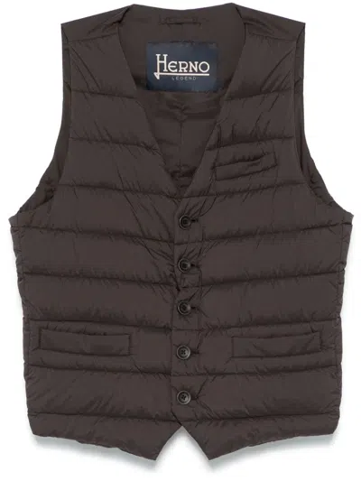 Herno Padded Button-up Gilet Vest In Blu