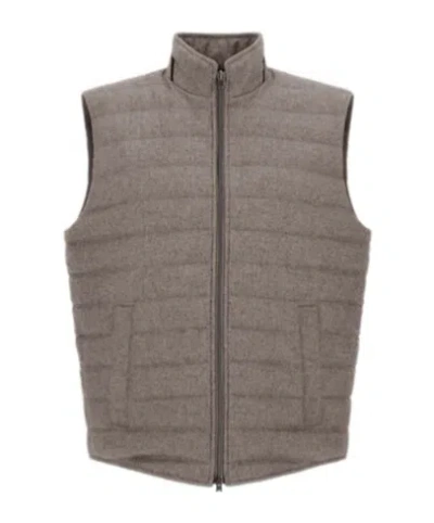 Herno Upright Neck Down Vest In Gray