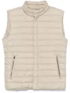 Herno Sleeveless High Neck Padded Jacket With Zip Pockets In Neutrals