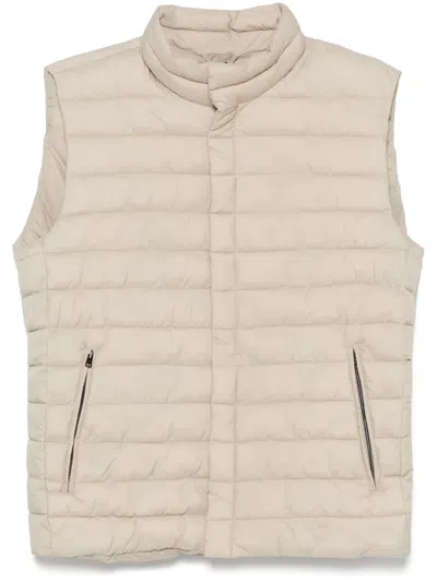 Herno Quilted Sleeveless Vest With High Collar In Neutrals