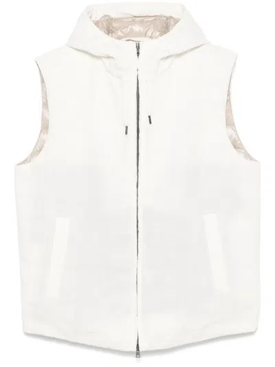 Herno White Padded Vest With Zip Front