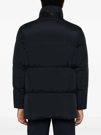 Herno Padded Half Coat With High Collar And Zippered Pockets In Black